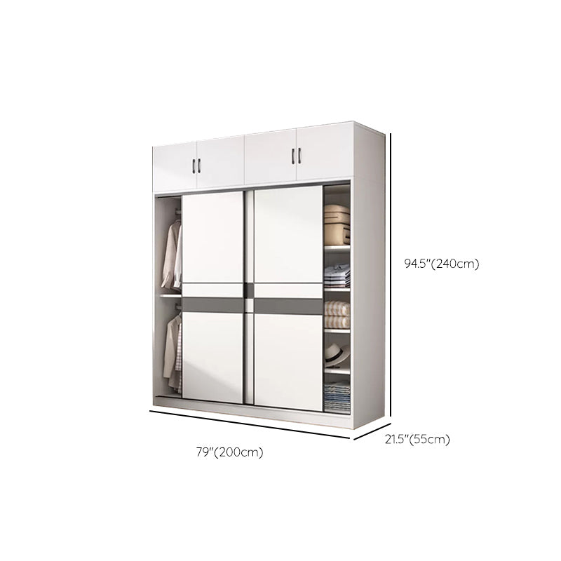 Engineered Wood Wardrobe Armoire White Wardrobe Cabinet with Soft Close Doors