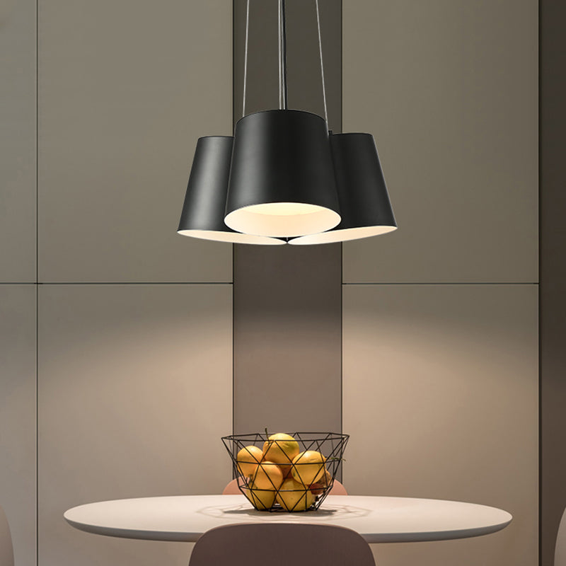 Modern Drum Pendant Chandelier Metal 3/7-Light Bedroom LED Hanging Ceiling Lamp in Black