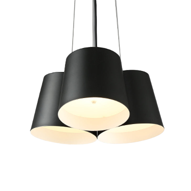 Modern Drum Pendant Chandelier Metal 3/7-Light Bedroom LED Hanging Ceiling Lamp in Black