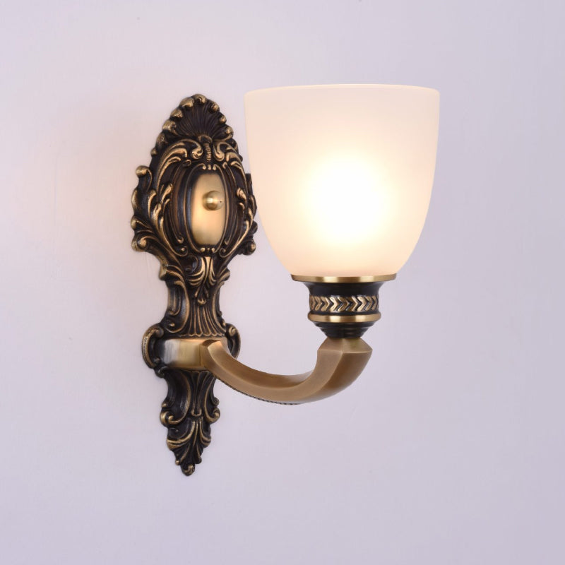 Dome Grosted Glass Wall Mount luminaire Style classique 1/2 têtes d'éclairage d'applications de chambre à coucher en laiton