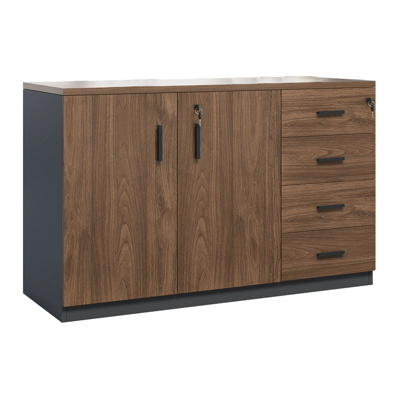 Modern Brown Engineered Wood Filing Cabinet with Drawers for Home Office