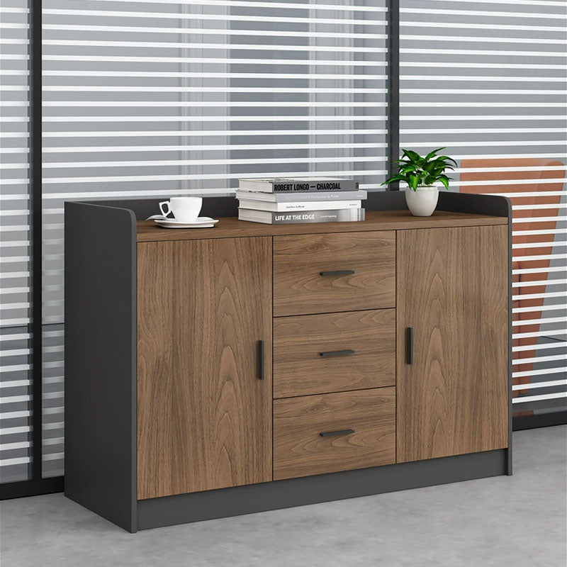 Modern Brown Engineered Wood Filing Cabinet with Drawers for Home Office