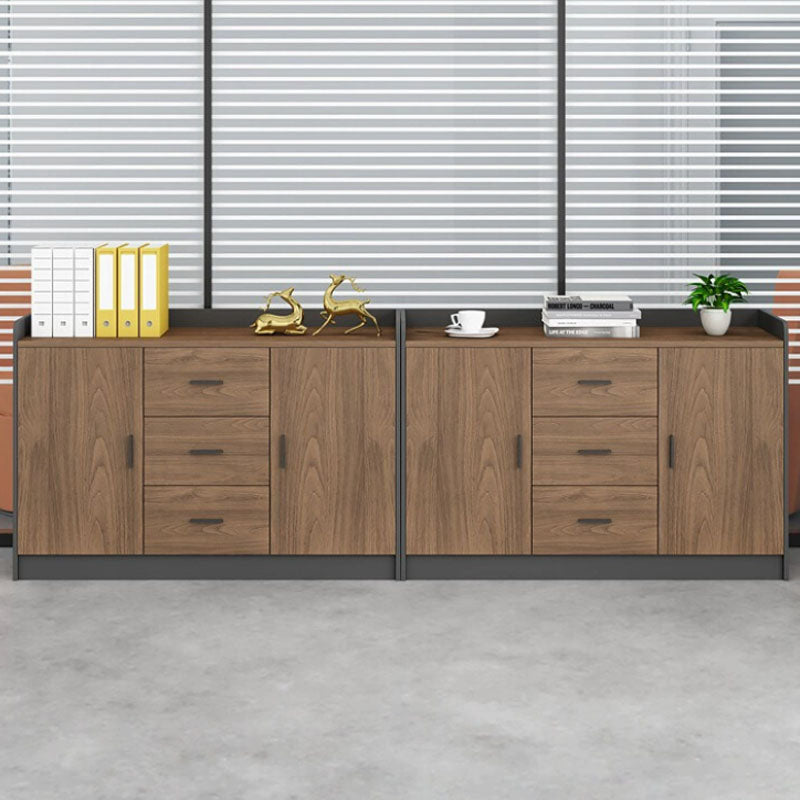 Modern Brown Engineered Wood Filing Cabinet with Drawers for Home Office