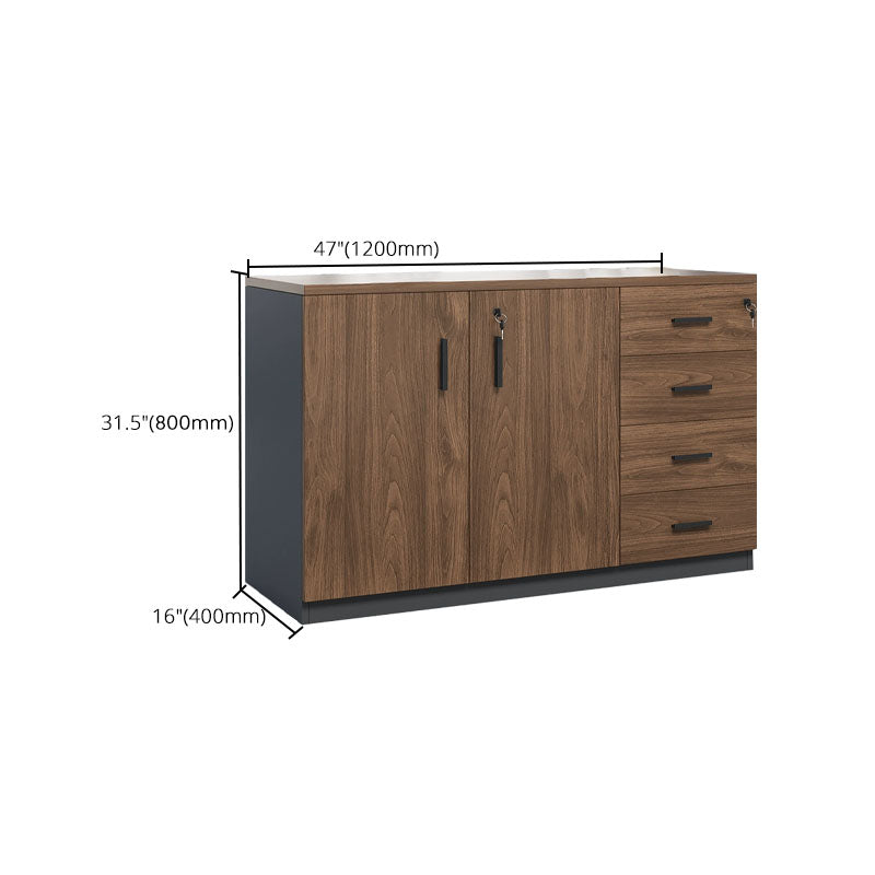 Modern Brown Engineered Wood Filing Cabinet with Drawers for Home Office