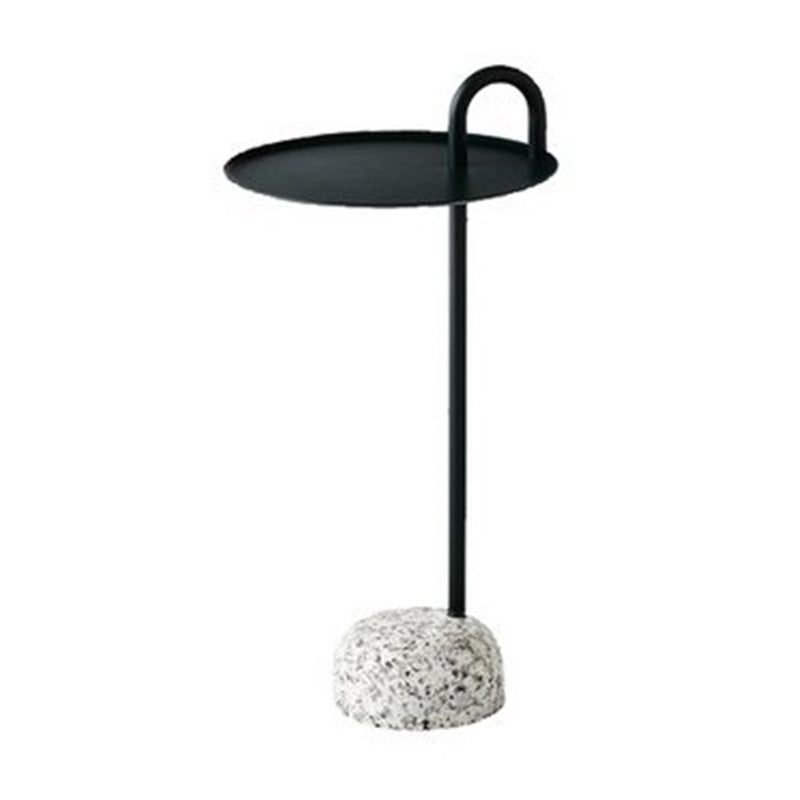 Pedestal Accent Side Table Metal Tray Top Side End Snack Table