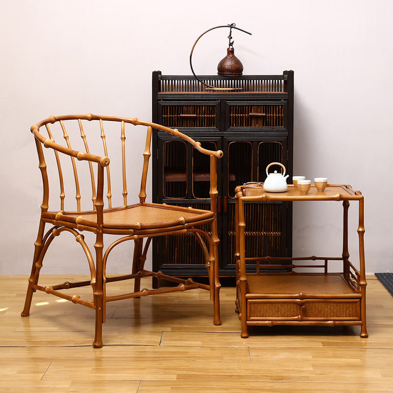 Cane Back Dining Chairs Traditional Slat Back Arm Chair for Dining Room
