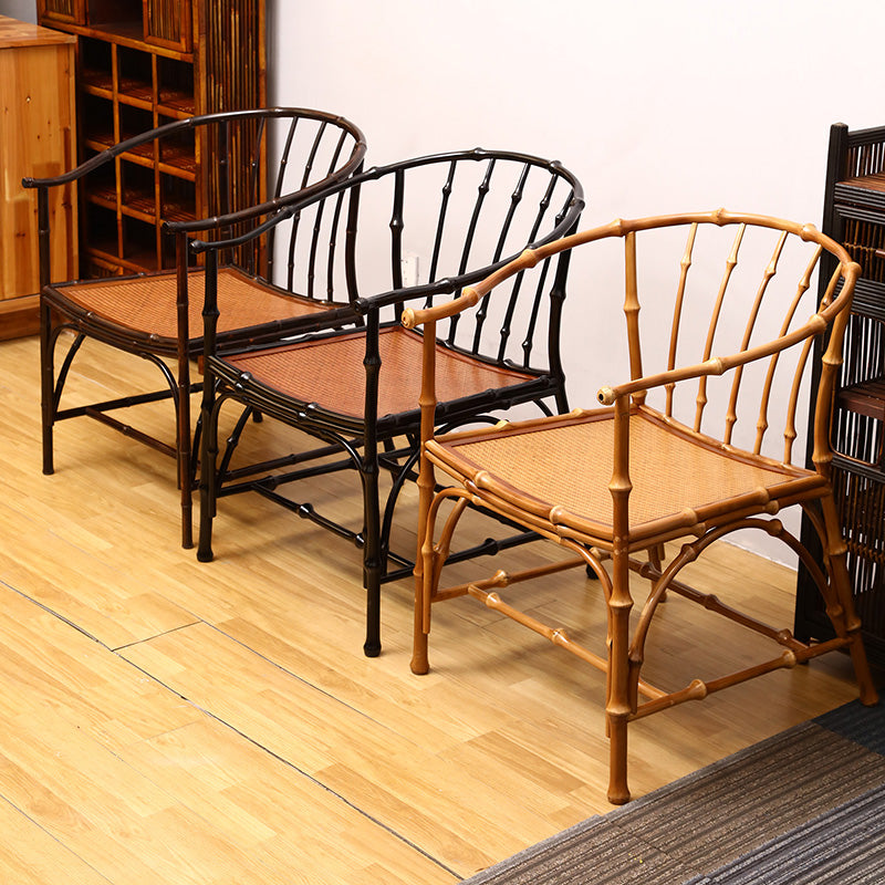 Cane Back Dining Chairs Traditional Slat Back Arm Chair for Dining Room