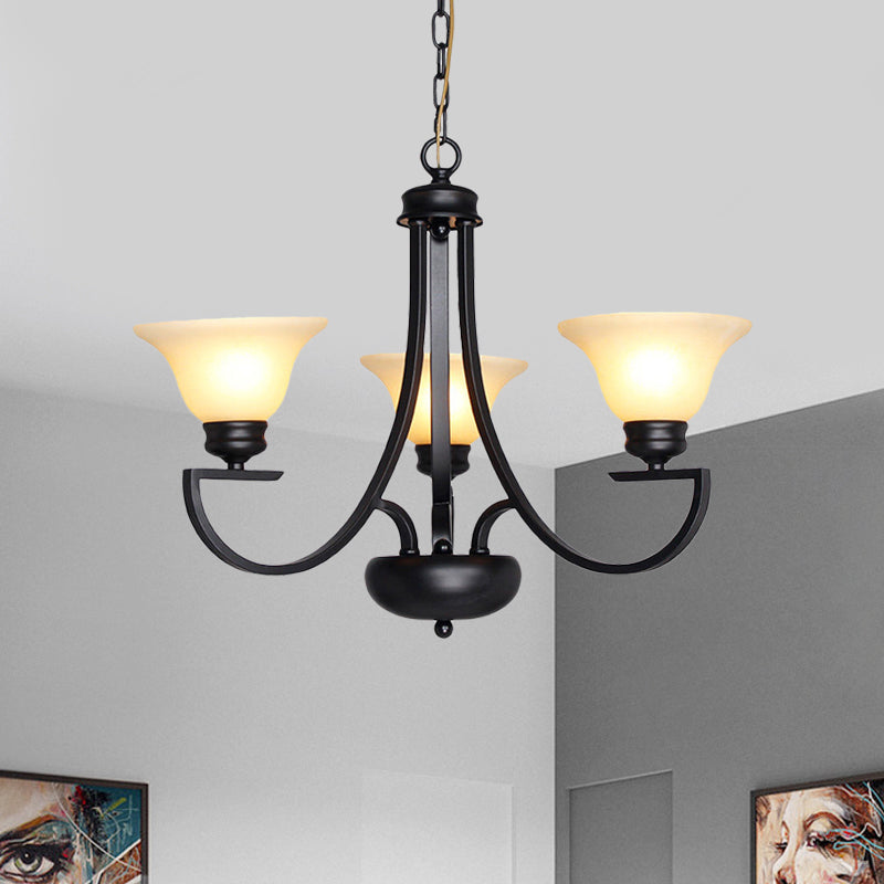 Black 3/5/6 teste lampada lampadina tradizionale canova a campana di vetro bianco con braccio sinuoso