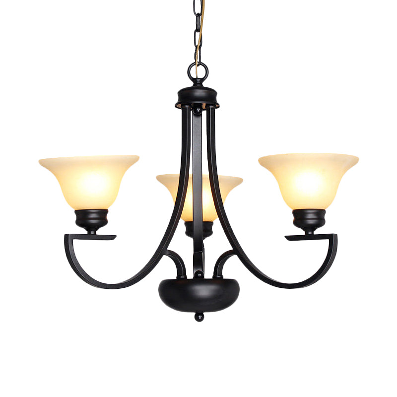 Black 3/5/6 teste lampada lampadina tradizionale canova a campana di vetro bianco con braccio sinuoso