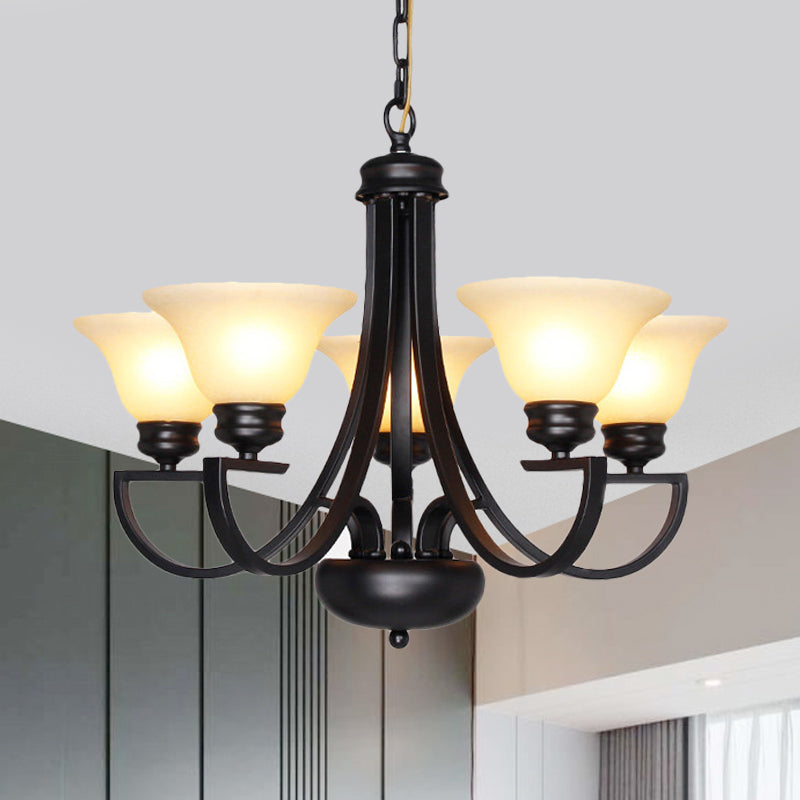 Black 3/5/6 teste lampada lampadina tradizionale canova a campana di vetro bianco con braccio sinuoso