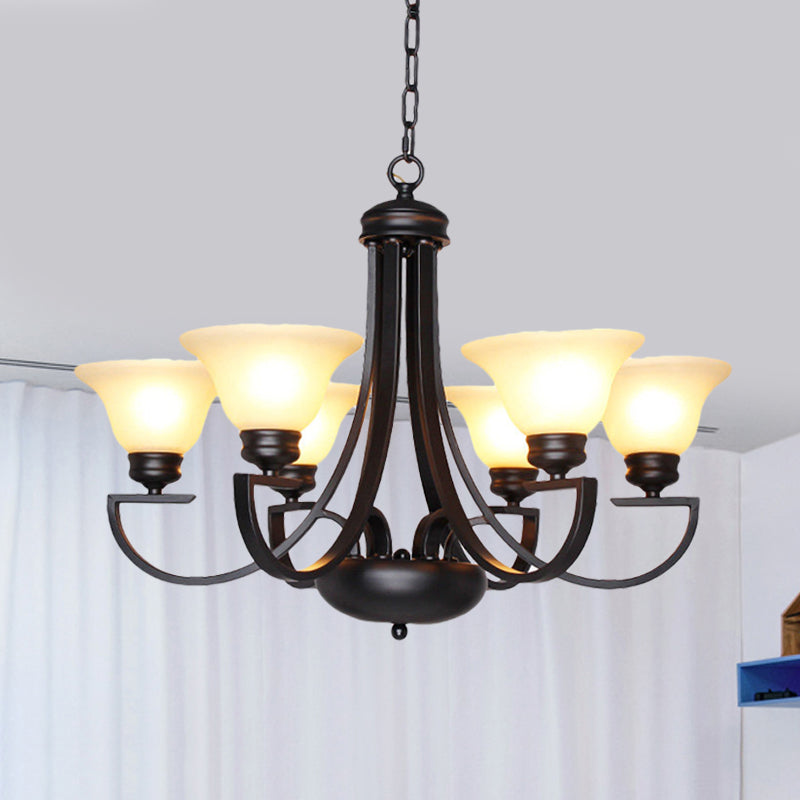 Black 3/5/6 teste lampada lampadina tradizionale canova a campana di vetro bianco con braccio sinuoso