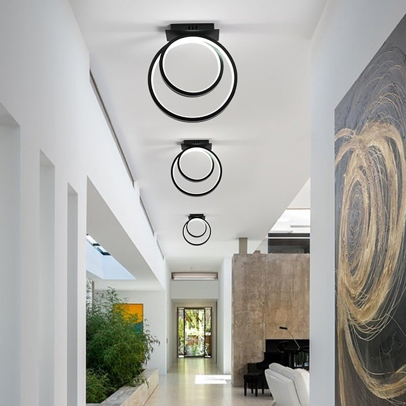 Black Ripple Flush Light Modern Acrylic LED Close to Ceiling Lighting in Warm/White Light for Corridor