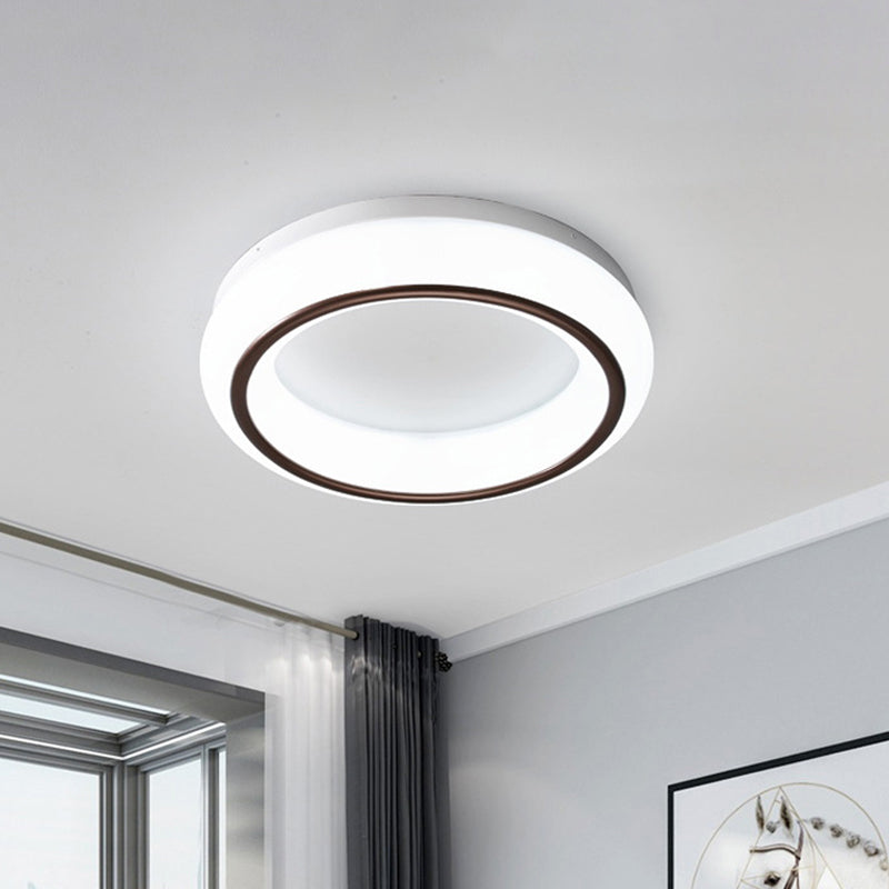 Simple Hoop Acrylic Flush Mount LED Surface Ceiling Lamp in Black and White for Bedroom