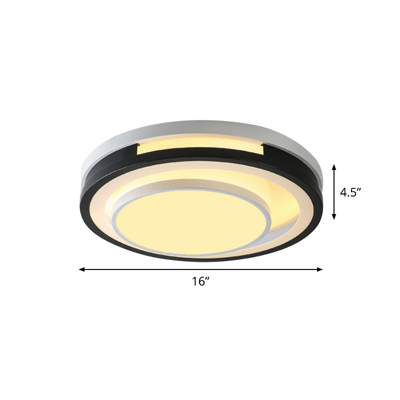 Black-White Cutouts Round Flush Light Modernist Iron LED Close to Ceiling Lamp in Warm/White Light