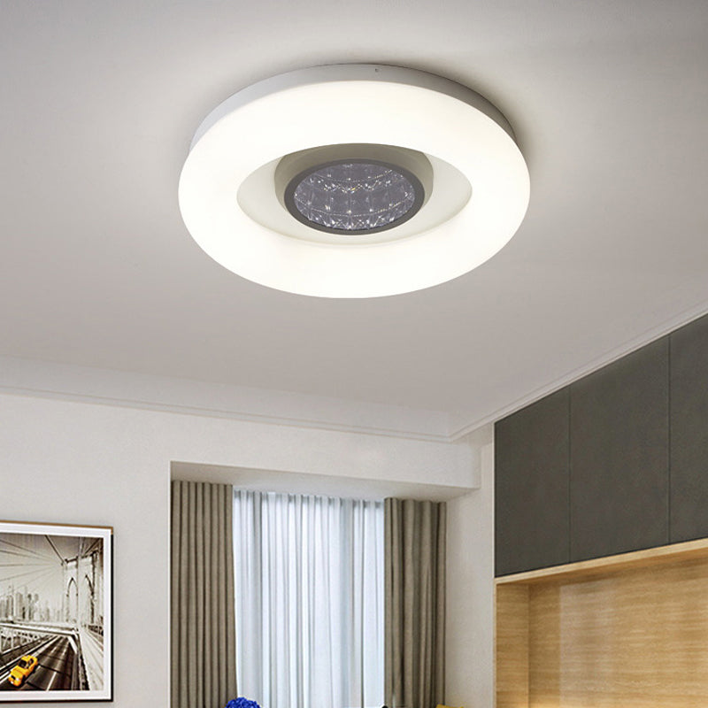 Bedroom LED Ceiling Flush Minimalist Black/Grey/Silver Flush Mount Light with Ring Acrylic Shade