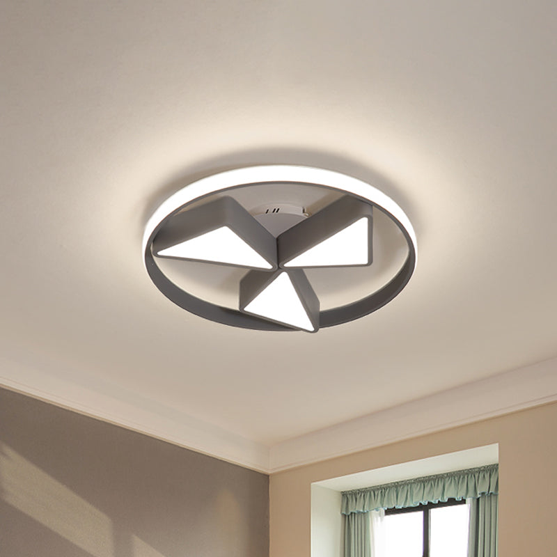 Eisen-Windmühlendecke flushmount-Lampe Nordic Grey/Weiß LED-Flush-Leuchte mit Out-Glow-Ring in Warm/Weißes Licht