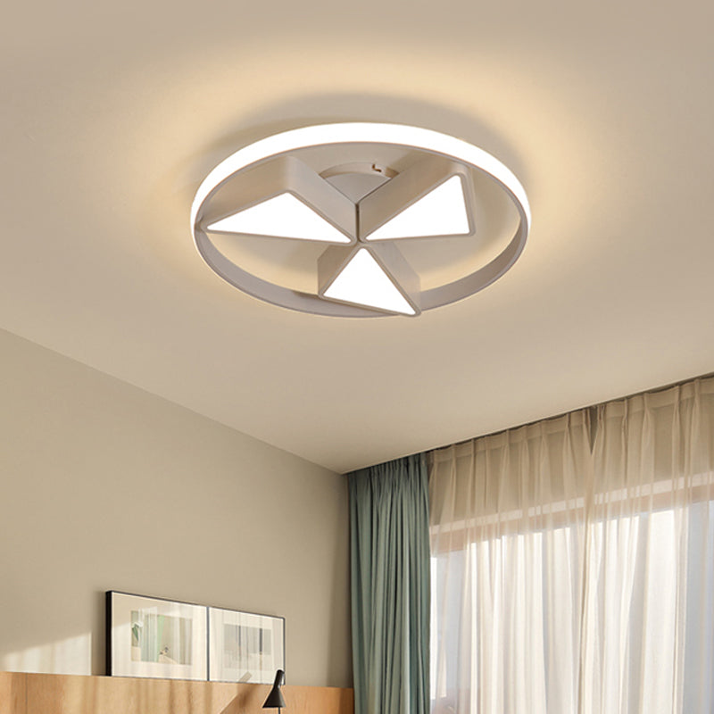 Eisen-Windmühlendecke flushmount-Lampe Nordic Grey/Weiß LED-Flush-Leuchte mit Out-Glow-Ring in Warm/Weißes Licht