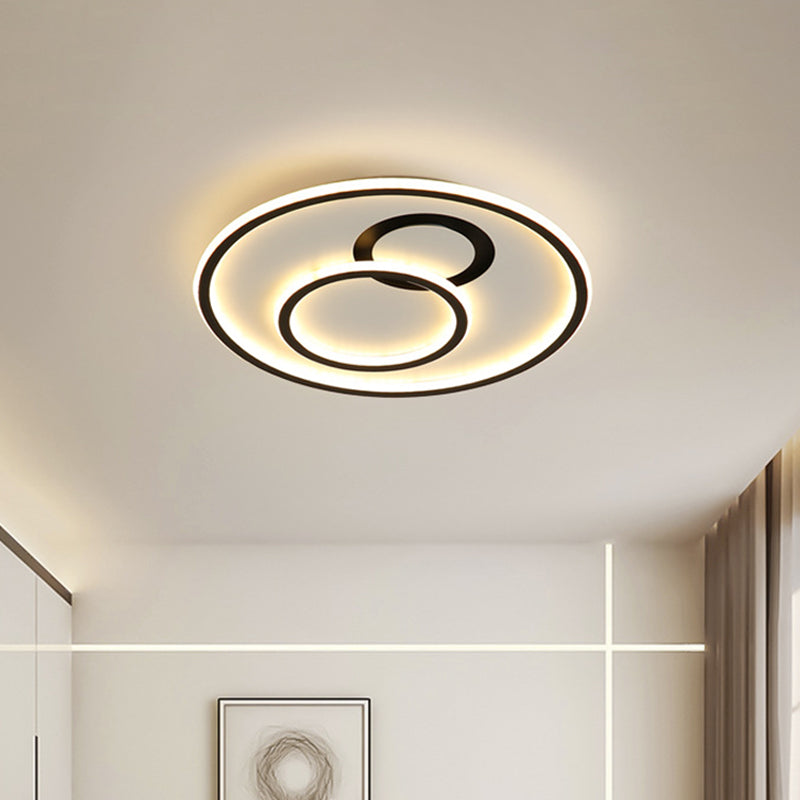 Extra Thin Circle Bedroom Ceiling Flush Acrylic Minimalist 16"/19.5" Dia LED Flush Mount Light Fixture in Black