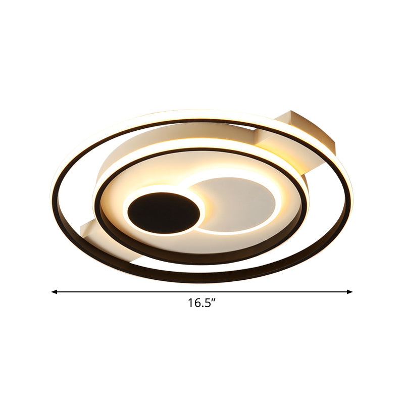 Modern LED Flush Mount Lamp Black Circular Ceiling Lighting with Acrylic Shade in Warm/White Light, 16.5/20.5 Inch Dia