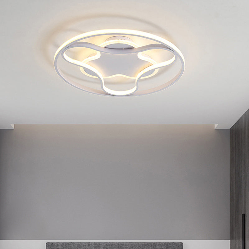 Fidget Spinner Shaped Flush Mount Minimalist Iron White 18"/21.5" Wide LED Ceiling Lighting in Warm/White Light