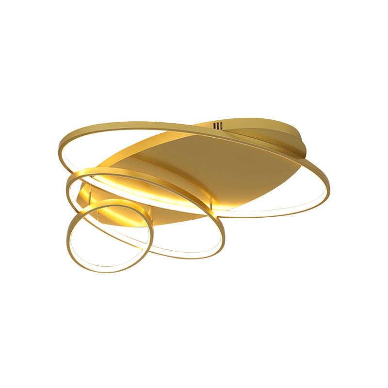 Modern Novelty LED Ceiling Flush Mount Black/White/Gold Intersected Oval Flush Mounted Lamp with Acrylic Shade, Warm/White Light