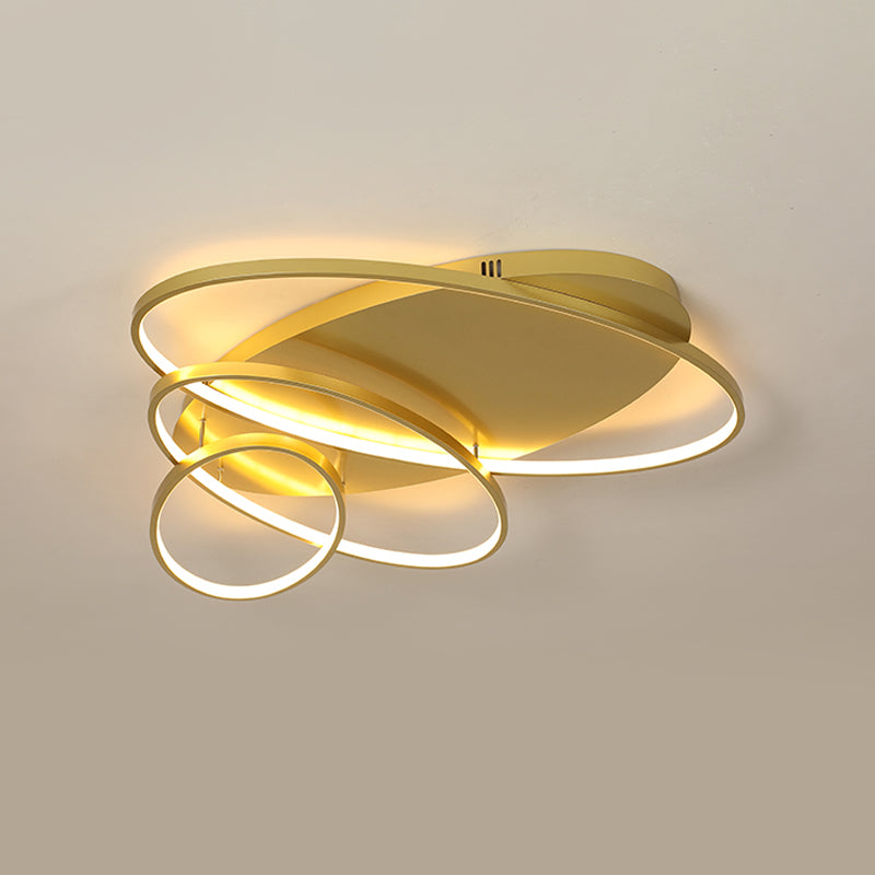 Modern Novelty LED Ceiling Flush Mount Black/White/Gold Intersected Oval Flush Mounted Lamp with Acrylic Shade, Warm/White Light
