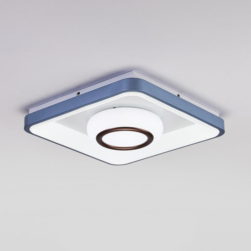 Triangle/Bubble/Circle Flush Mount Lamp Modern Acrylic Blue-White LED Ceiling Light with Square Frame