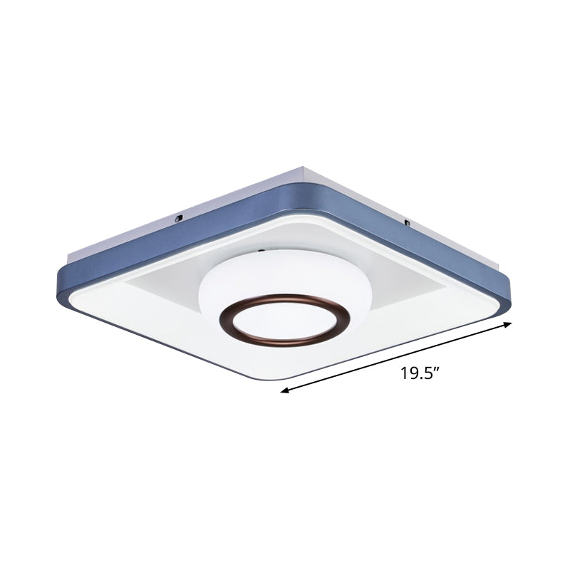 Triangle/Bubble/Circle Flush Mount Lamp Modern Acrylic Blue-White LED Ceiling Light with Square Frame