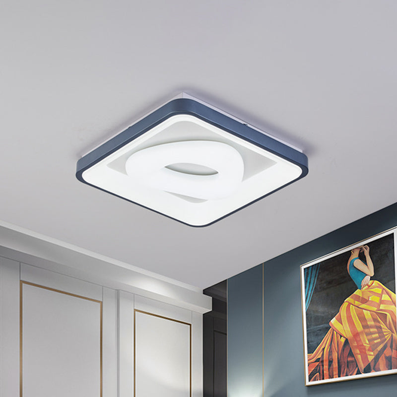 Triangle/Bubble/Circle Flush Mount Lamp Modern Acrylic Blue-White LED Ceiling Light with Square Frame