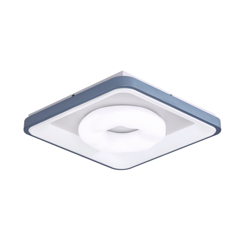 Triangle/Bubble/Circle Flush Mount Lamp Modern Acrylic Blue-White LED Ceiling Light with Square Frame