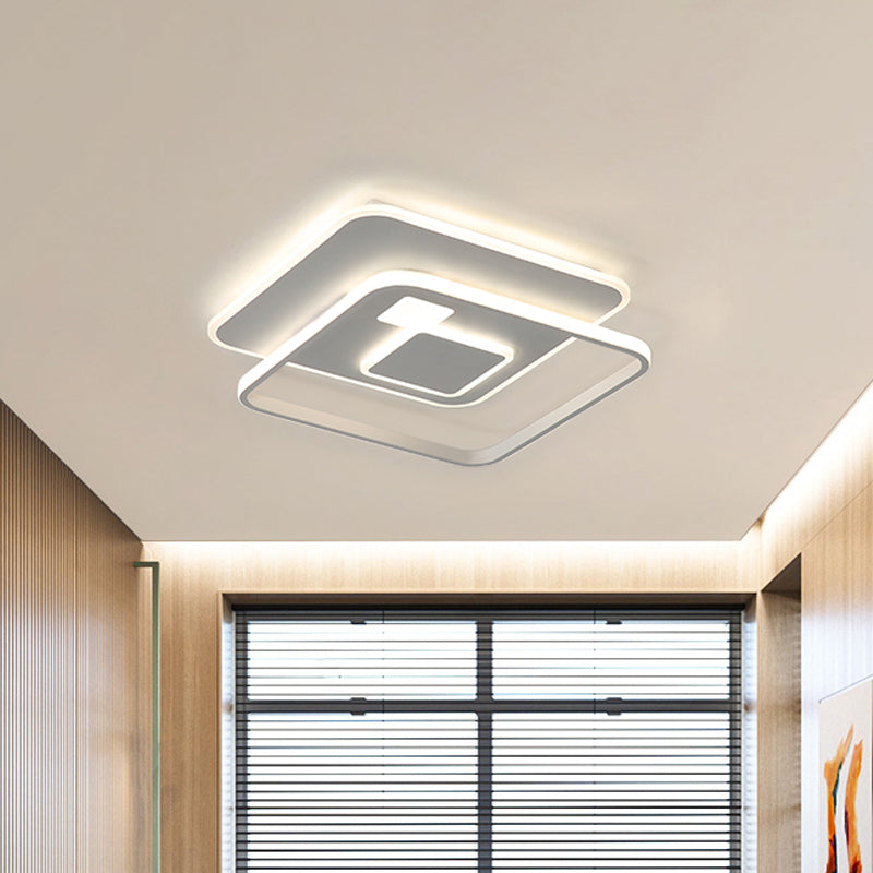 Rectangle Acrylic LED Ceiling Fixture Minimalist White Flush Mount Recessed Lighting in Warm/White Light