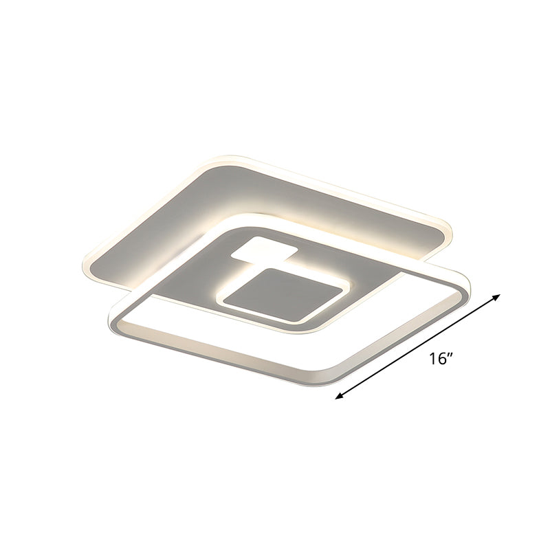 Rectangle Acrylic LED Ceiling Fixture Minimalist White Flush Mount Recessed Lighting in Warm/White Light