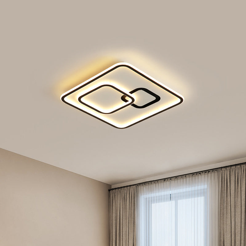 Acrylic Ultrathin Rhombus Ceiling Flush Simple Stylish Black LED Flush Mounted Light for Bedroom, 16"/19.5" Wide