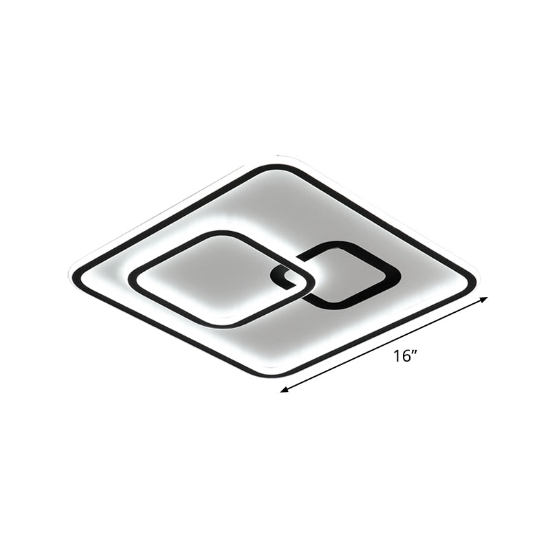 Acrilico Ultrathin Rhombus Massimale Flush Simple Stylish Black LED Flush Montato Light per Bedroom, 16 "/19.5" Wide