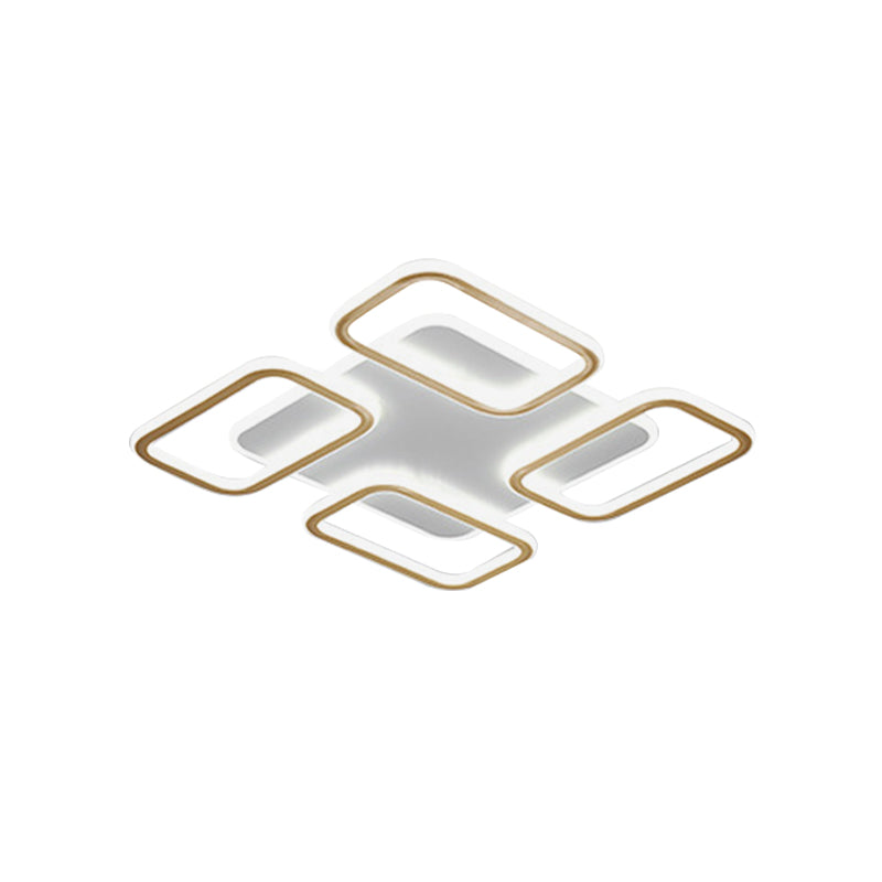 Squared Acrylic Ceiling Flush Light Simplicity Gold 16.5"/20.5" Wide LED Flush Mount Lighting in Warm/White Light