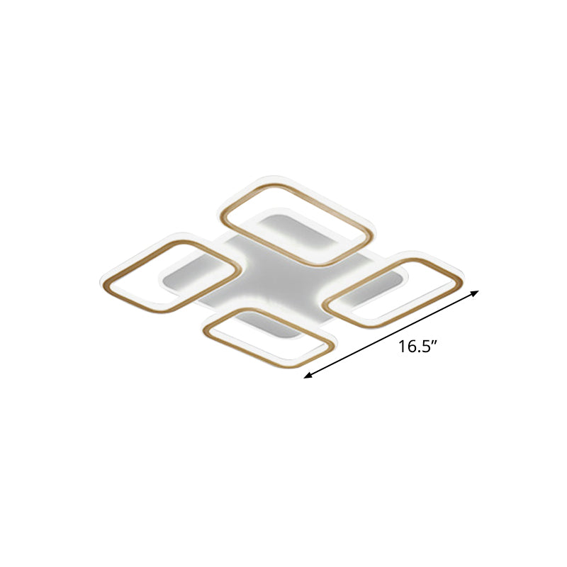 Squared Acrylic Ceiling Flush Light Simplicity Gold 16.5"/20.5" Wide LED Flush Mount Lighting in Warm/White Light