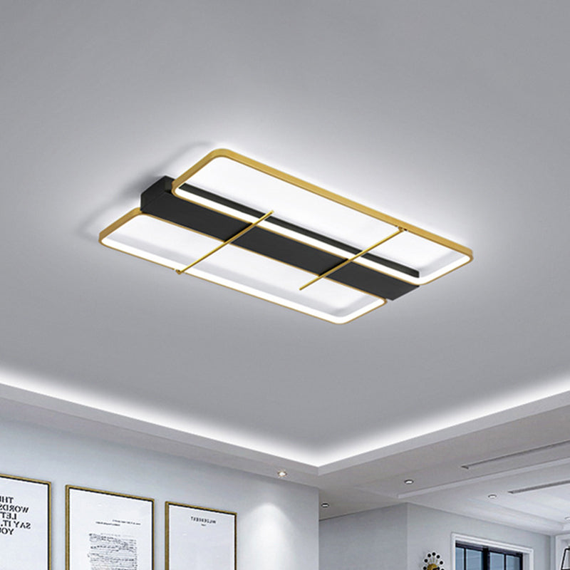 Aluminium Rechteck Rahmen Flush Mount einfache Schwarz-und Gold LED Deckenleuchte in Warm/Weißes Licht