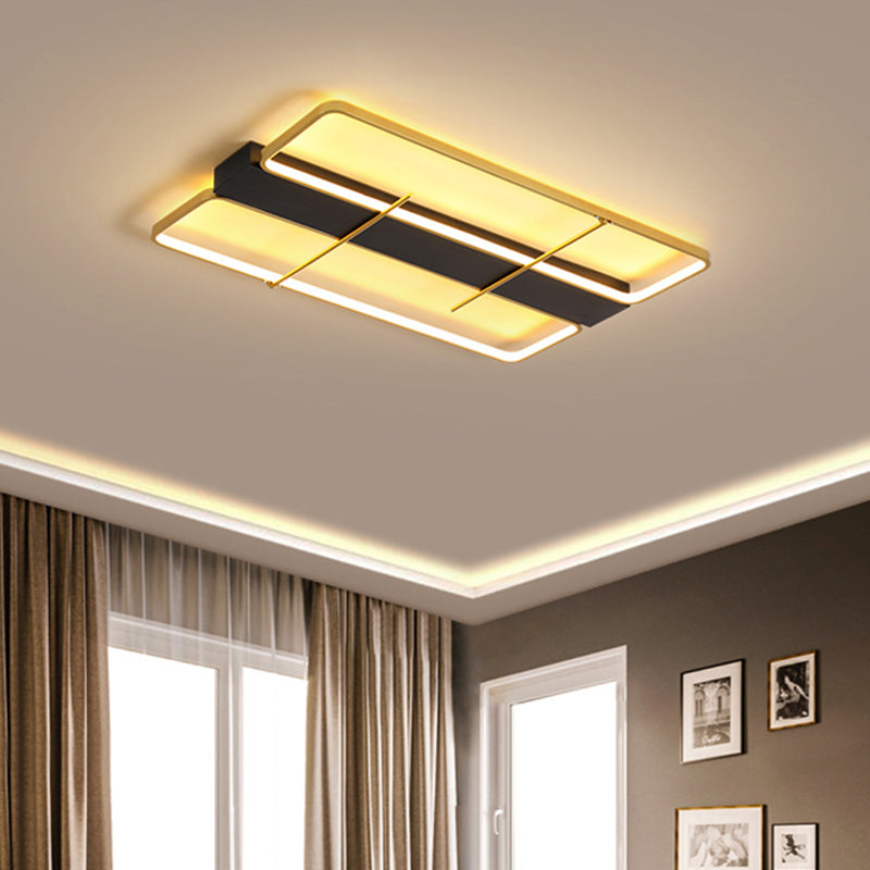Aluminium Rechteck Rahmen Flush Mount einfache Schwarz-und Gold LED Deckenleuchte in Warm/Weißes Licht
