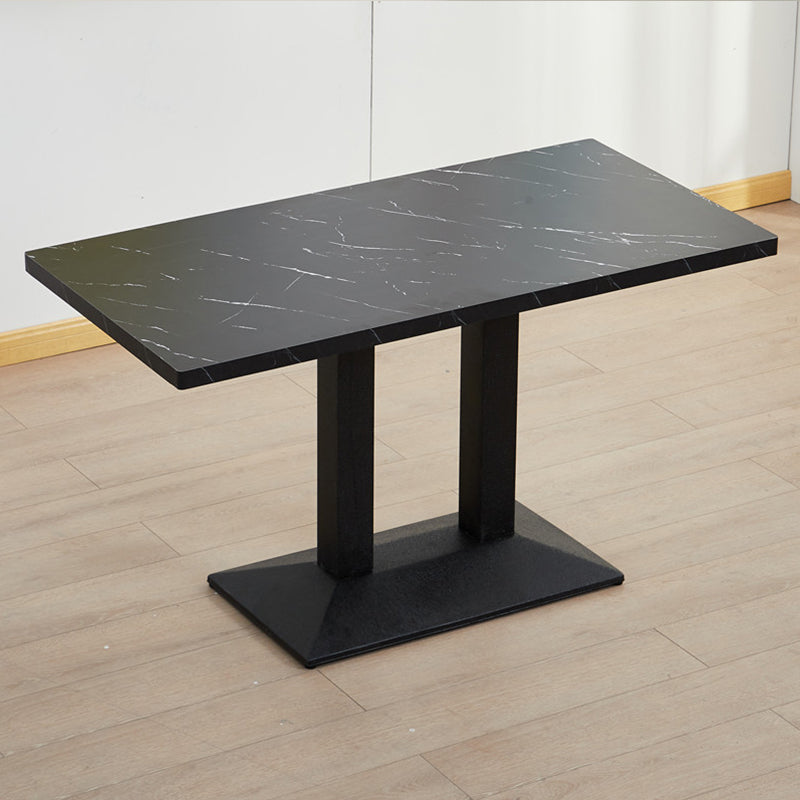 Modern Manufactured Wood Top Black Metal Pedestal Dining Table