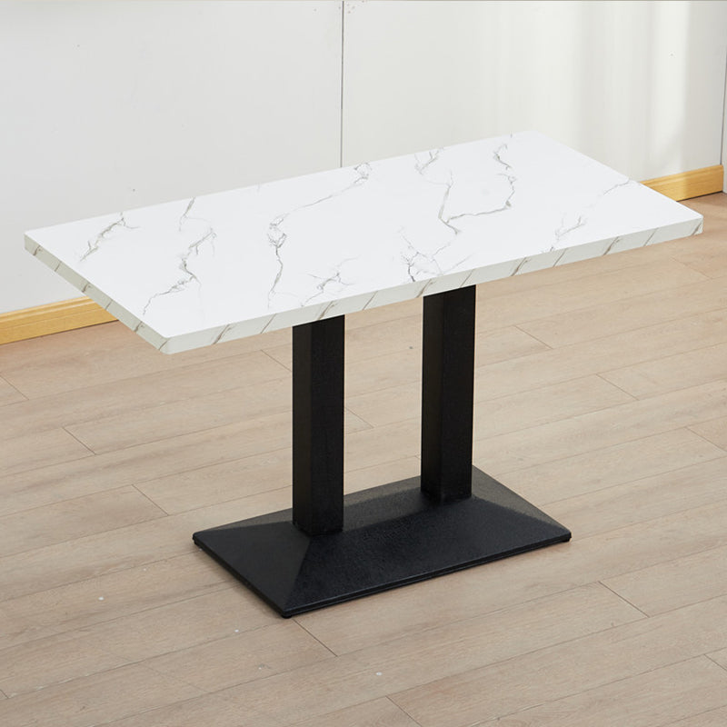 Modern Manufactured Wood Top Black Metal Pedestal Dining Table
