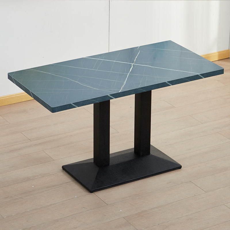 Modern Manufactured Wood Top Black Metal Pedestal Dining Table