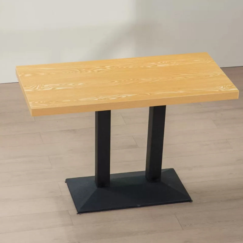 Modern Manufactured Wood Top Black Metal Pedestal Dining Table