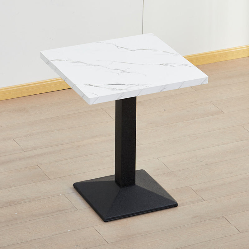 Modern Manufactured Wood Top Black Metal Pedestal Dining Table