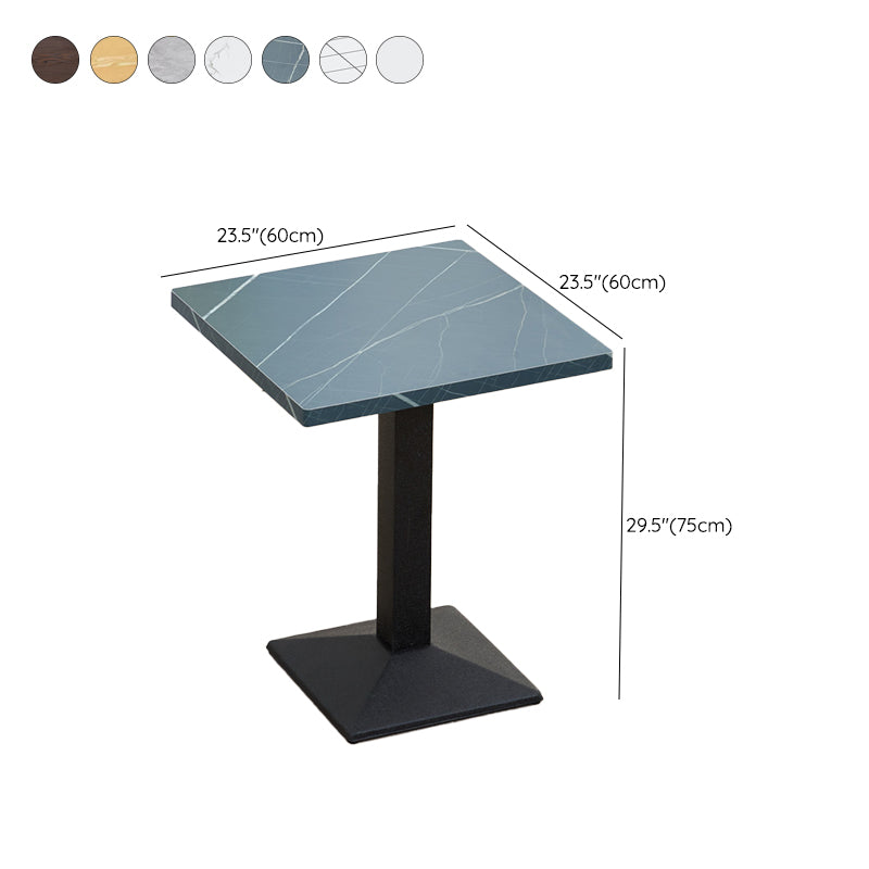 Modern Manufactured Wood Top Black Metal Pedestal Dining Table