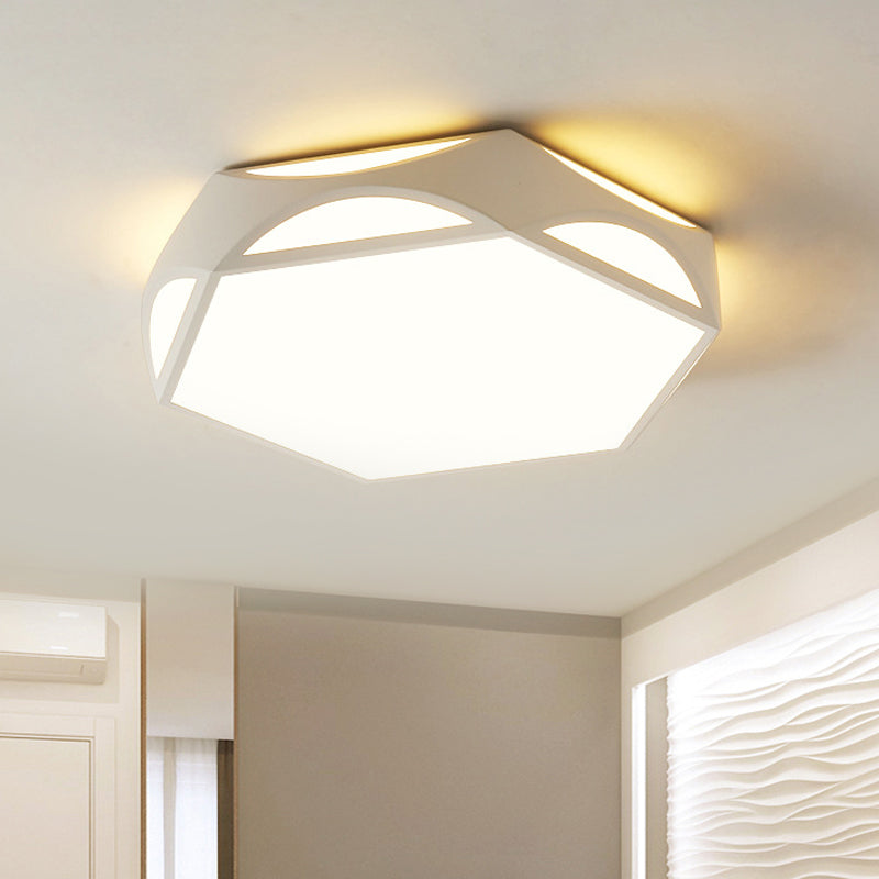 Hexagonal Cutouts Ceiling Mount Light Modern Iron Black/White LED Flush Mount Recessed Lighting with Acrylic Diffuser