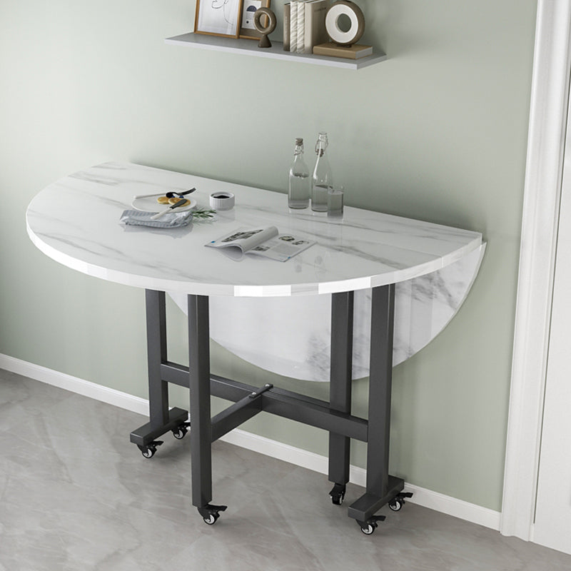 Modern White Round Wooden Easy Folding Dining Table with Leaf