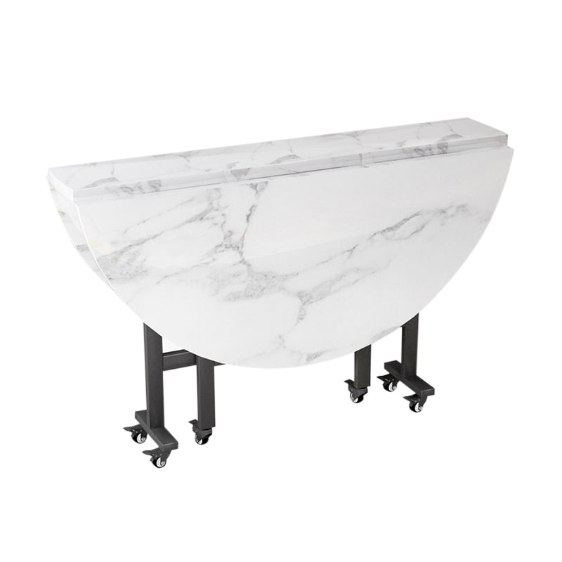Modern White Round Wooden Easy Folding Dining Table with Leaf