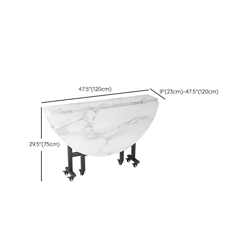 Modern White Round Wooden Easy Folding Dining Table with Leaf