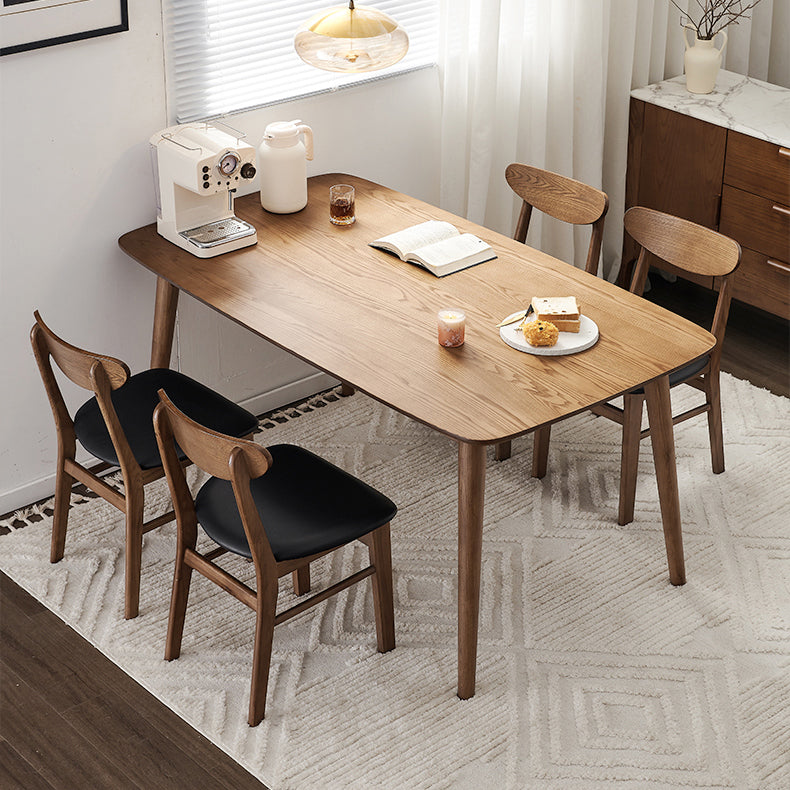Modern Rectangular Space Saving Brown Walnut Dining Table with 4 Legs