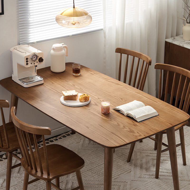 Modern Rectangular Space Saving Brown Walnut Dining Table with 4 Legs